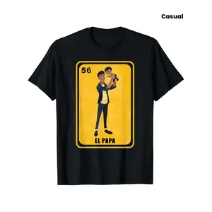 Humorous Spanish Mexican El Papa T Shirt for Dad with Bilingual Bingo Numbers 1-75 Print Unisex Casual 100 Cotton Short Sleeve Top