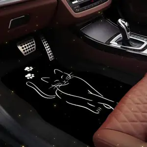4 Black cat car floor mats, car front and rear seat floor mats, car interior, front and rear seat dust-proof, car parts protection anti-skid decoration, Car Interior Accessory, Car Accessories