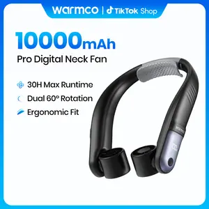 Warmco Portable Neck Fan Rechargeable, 10000mAh Battery Powered Personal Fan, Hands-Free Wearable Outdoor Fan, Ventilador Portatil Recargable for Camping, Travel and Office