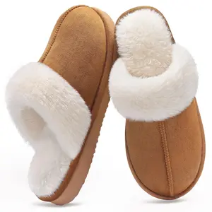 KIDMI Women's Fuzzy Slippers Memory Foam Slippers For Women Cozy Faux Fur House Shoes Indoor Warm Bedroom Slippers Winter Fluffy Slip On Cute Furry Slippers Suitable New Year's Gifts