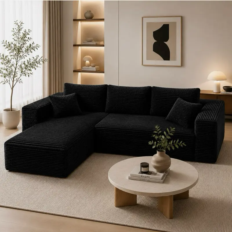 96" L-Shaped Boneless Couch with Right Chaise