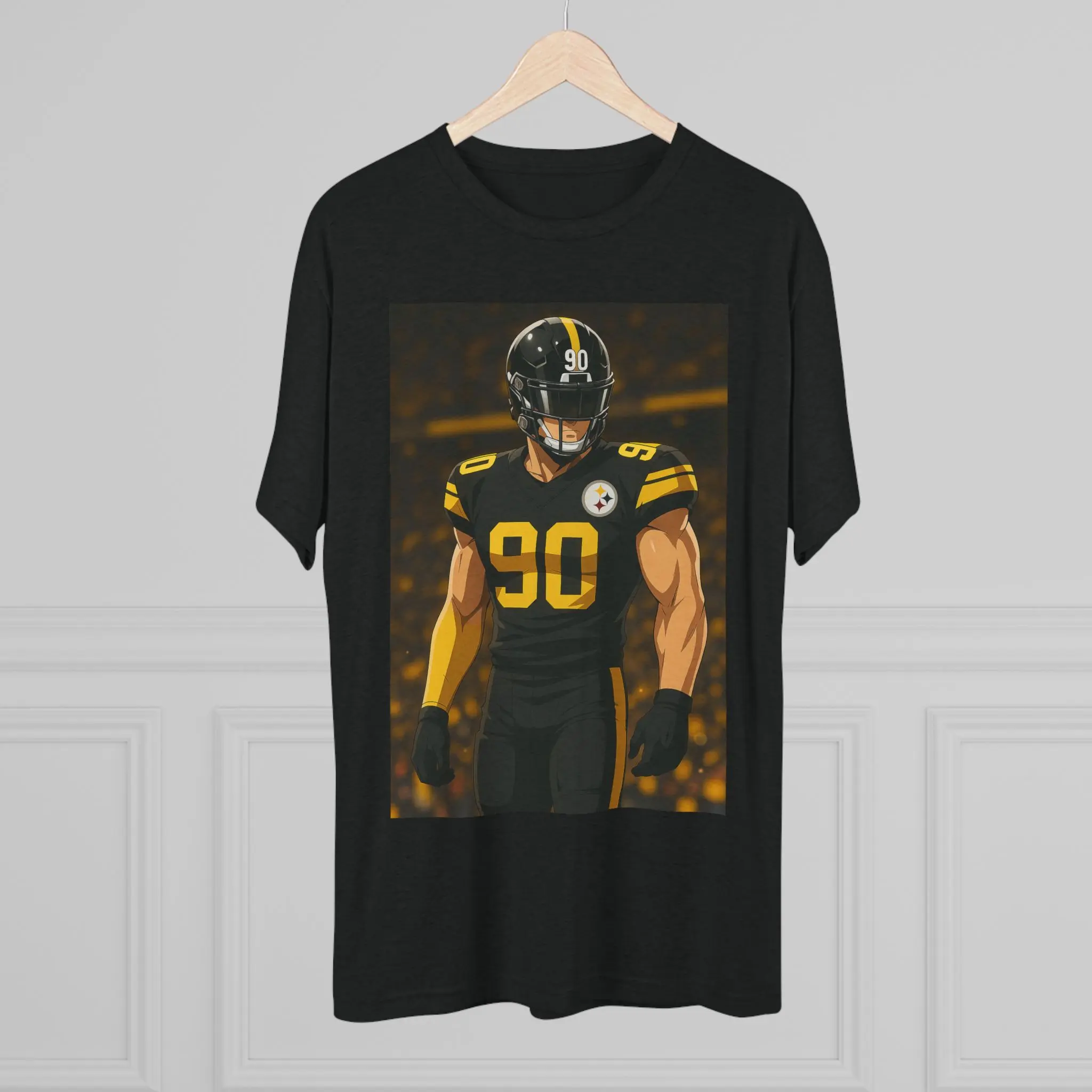Anime Style Pittsburgh Football Tri-Blend T-Shirt Fan Gift Sports Tee for Men Women Casual Soft Rayon Blend Knit Top