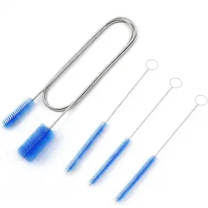 Flexible Drain Brush Cleaner – CPAP Hose Cleaner 5ft Long Elastic Double Head Nylon Cleaning Brush + 3pcs 10” Straw Brushes for Aquarium Water Filter Pipe Air Tube Fish Tank Tub Sinks Glass Vase
