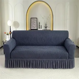 Solid Color Jacquard Sofa Cover, 1 Count Dustproof Sofa Slipcover, Couch Protector for Home Living Room, Home Decor, Elastic Sofa Slipcover, Washable Sofa Cover, Jacquard Couch Covers