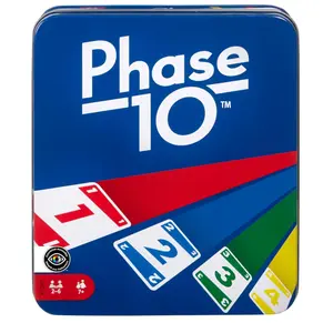 Mattel Games Phase 10 Card Game with Color Blind Accessible Deck in Storage & Travel Tin for Kids, Adults & Families