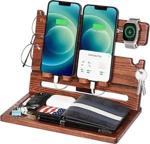Funistree Wood Phone Docking Station Nightstand Organize