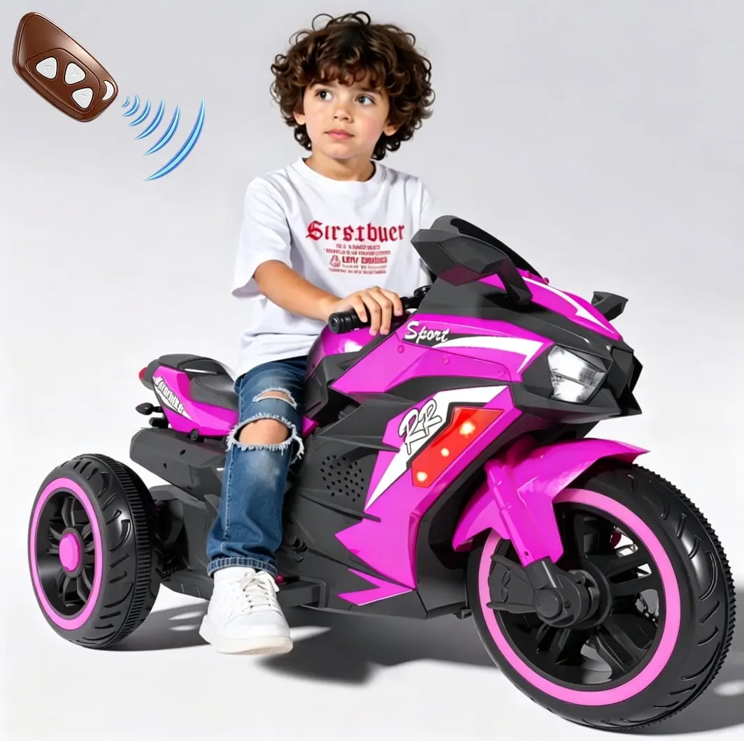 12V Toddler Motorcycle - 12V Kids Ride-On Motorcycle with 50W Motor, Pneumatic Knobby Tires, Remote-Controlled Ride-On Toy for 3-4 Years Old