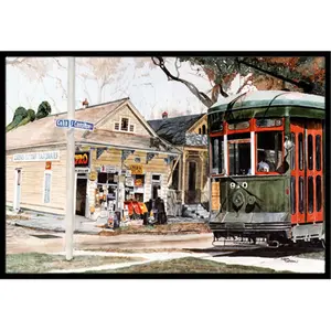Carolines Treasures  24 x 36 in. New Orleans Street Car Indoor Or Outdoor Mat