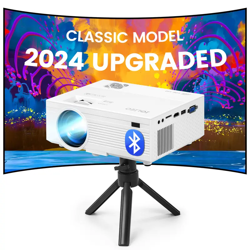 Projector with Bluetooth 2025 Upgraded by IOLIEO Full HD 1080P Compatible with Steaming Devices,ALR Projector screen, Smart Phone, Game Consoles & More with HDMI/VGA/AV/USB for Home Cinema, US-Based Service