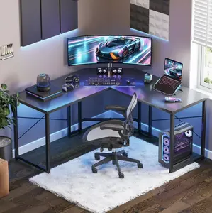 Casacomoda Computer Desk L Shaped, 51 Inch Reversible L Shaped Desk, Gaming Desk, Home Office Desk, Black