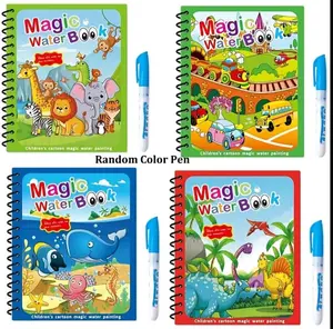 4 Pack Reusable Water Coloring Book for Toddlers, Doodle Paint with Water ,Mess-Free Coloring Book ,Portable Educational Drawing Toy Gifts, Travel Toys for Kids,