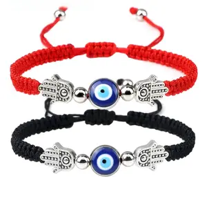 Evil Eye Red String Bracelet, Turkish Braided Adjustable Rope Bracelet, Unisex Lucky Charm Jewelry Gift