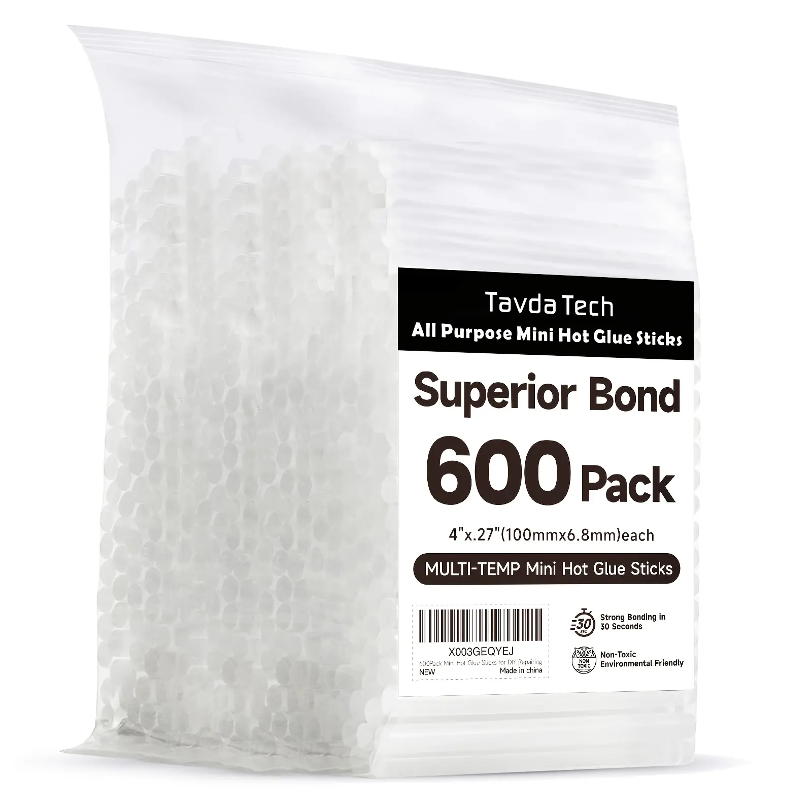 Tavda Tech Superior Bond 600pcs Mini Hot Glue Sticks 4x0.27 Transparent Adhesive for Craft Glue Guns DIY Handmade Small Repairs Seal Protector