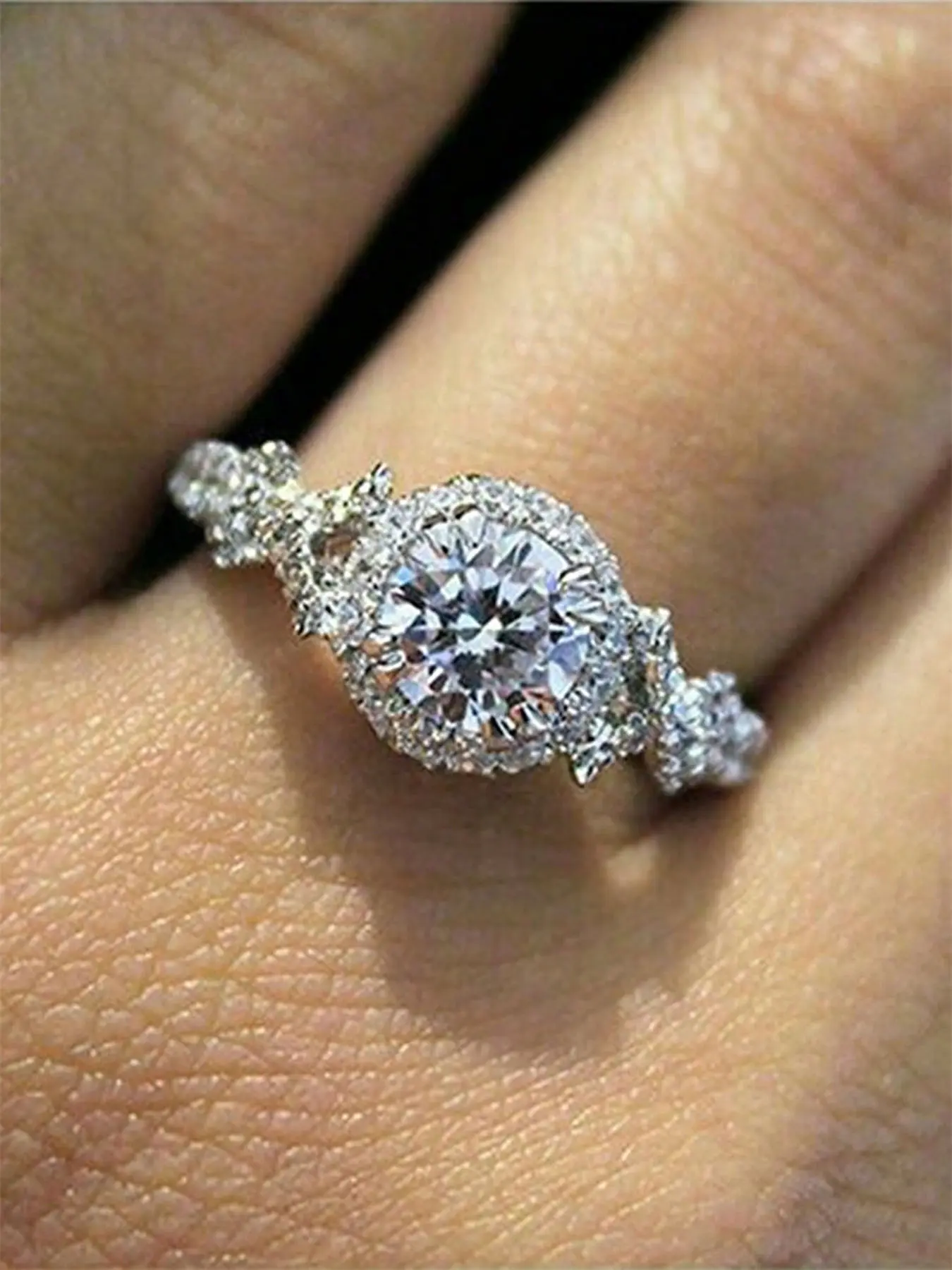 1 PC Classical Cubic Zirconia Gemstone Ring For Women For Wedding Engagement Party Jewelry Valentine's Day Gift Cubic Zirconia Rings