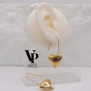 Valmaur Products Golden Heart Drop Earrings Luxury Jewelry for Women Gold Plated