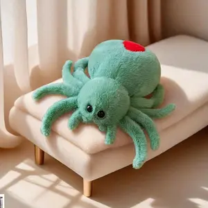Halloween Stuffed Animal Spider Plush Soft Fur Huggable Green Spiders Pillow, Adorable Playtime Plush Toy,Stuffed Spider Super Soft Plush Doll Animal Toy for Kids & Adults 9.8inch