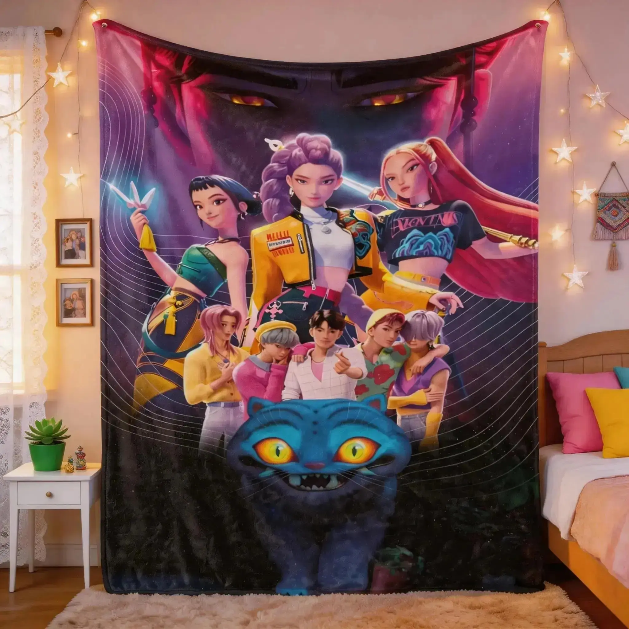 K-Pop Fans! Get Your Music Idol Inspired Blanket, Soft Idol Character Design, Perfect for Music, Decoration & Gifts, Cozy Plush Throw Blanket Kpop Fan Gift Anime Style Blanket Bedroom Decor Blanket Music Lover Gift Color-Fillable Flannel Art