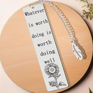 Sunflower Pattern Stainless Steel Bookmark, 1 Count Lovely Book Mark, Reading Bookmark, Book Accessories for Home School Office Dormitory