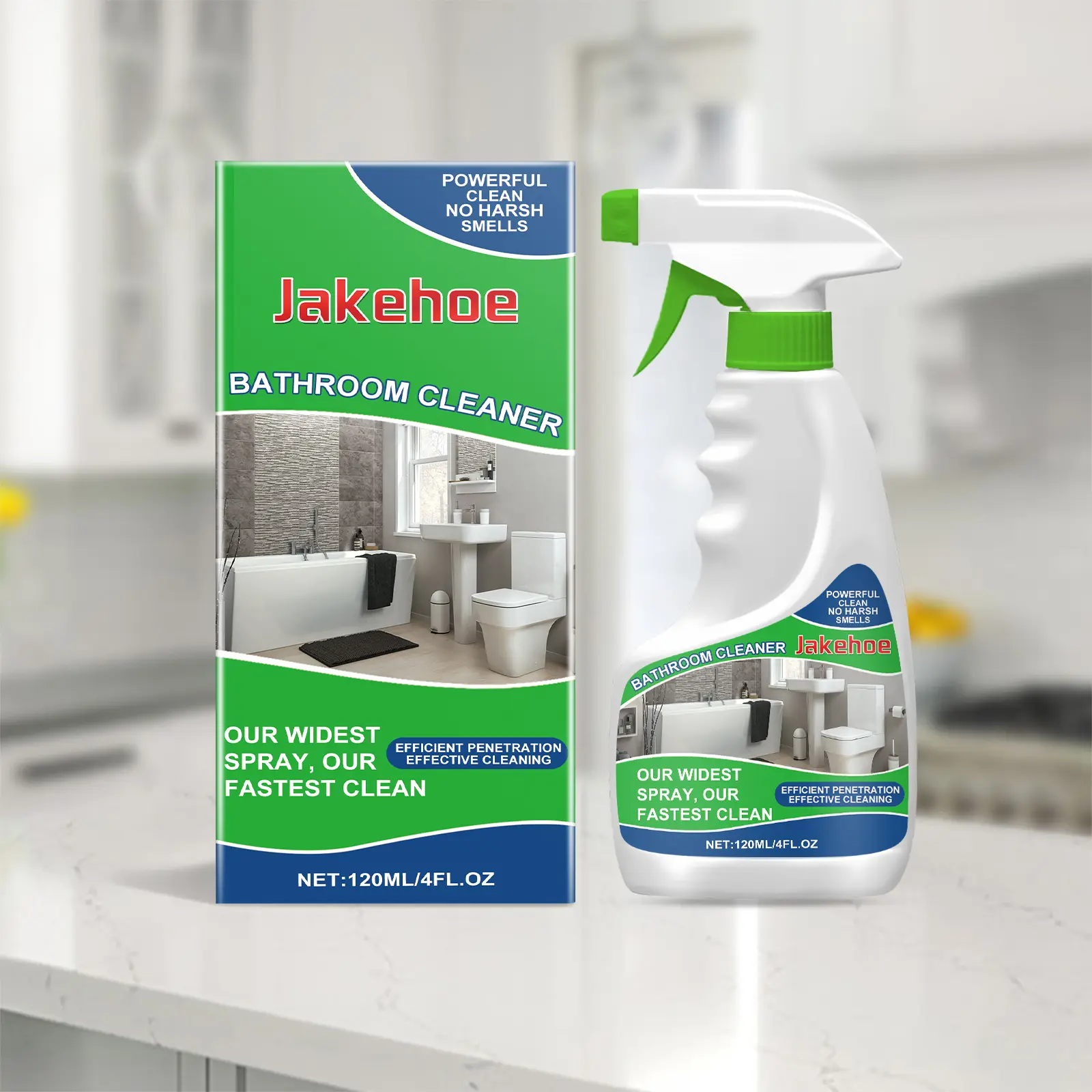 Bathroom Cleaner Spray - Household Cleaning Supply with Easy Wiping, Sodium Bicarb, Laureth-7 for Shower Walls, Bathtubs, Ceramic Tile, Faucets, Basin Areas | 3-Year Shelf Life Home Care Product for Bath Surfaces, 3 Years, On Bath