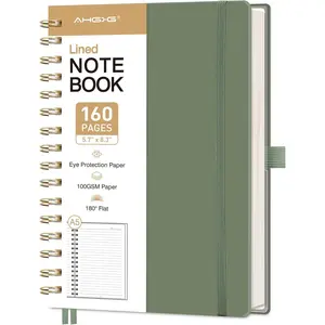 Spiral Journal Notebook, 160 Lined Pages, A5 Medium Size (5.7'' x 8.3''), for Men & Women, Journaling, Writing, Work & Office, Hardcover, 100 GSM Thick Paper (Light Green)