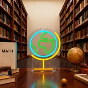 Globe Neon Sign | USB-powered Dimmable LED Light, Suitable for Classrooms, Libraries, Museums, Study Rooms - Colorful Light-up Sign for Students Birthday Gifts, Christmas Gifts