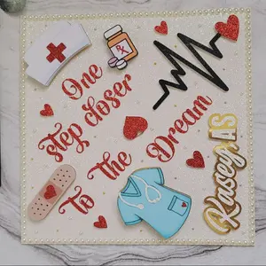 Nurse Customized Graduation Cap Topper - Class of 2025, 9.5 x 9.5 Inches, Cardstock Glitter Base, Unique Design for Nurses