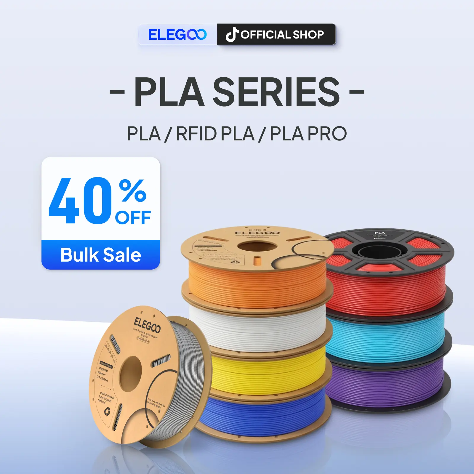ELEGOO 1.75mm PLA Filament - Eco-Friendly Biodegradable Cardboard Spool, 0.02mm High Precision, Easy to Print, Mix & Match Bundle, FDM Compatible, Print Farm Wholesale Pack, Ideal for Beginners & Pros, 3D Printing Supplies for School