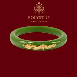 [Jade Bangle]【FOLYSTUY (JXY72)】 Jade Dragon and Phoenix Pendant for Men and Women - Daily Elegant Unisex Bangle