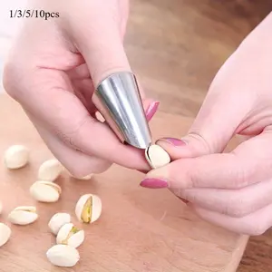 1/3/5/10pcs Finger Thumb Picks, Finger Protector, Adjustable Finger Thumb Picks, Stainless Steel Finger Picks For Bean Pine Nut Pistachio, Stainless Steel Finger Guard, Creative Metal Nail Protector, Kitchen Tools