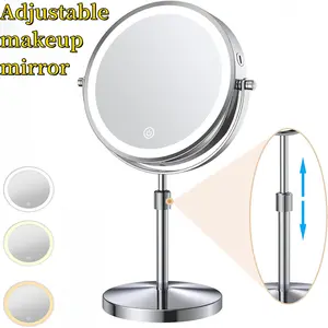 7" Lighted Makeup Mirror 1x/10x 360°Rotation Touchscreen 10X Magnifying Double Sided Dimmable Brightness Adjustable Cordless Vanity Mirror