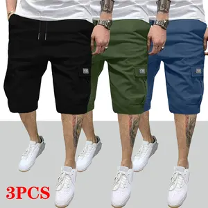 3-pack casual cargo shorts, adjustable drawstring waist, multi-pocket design, suitable for casual outfits and everyday wear | Adjustable waistband | Durable fabric