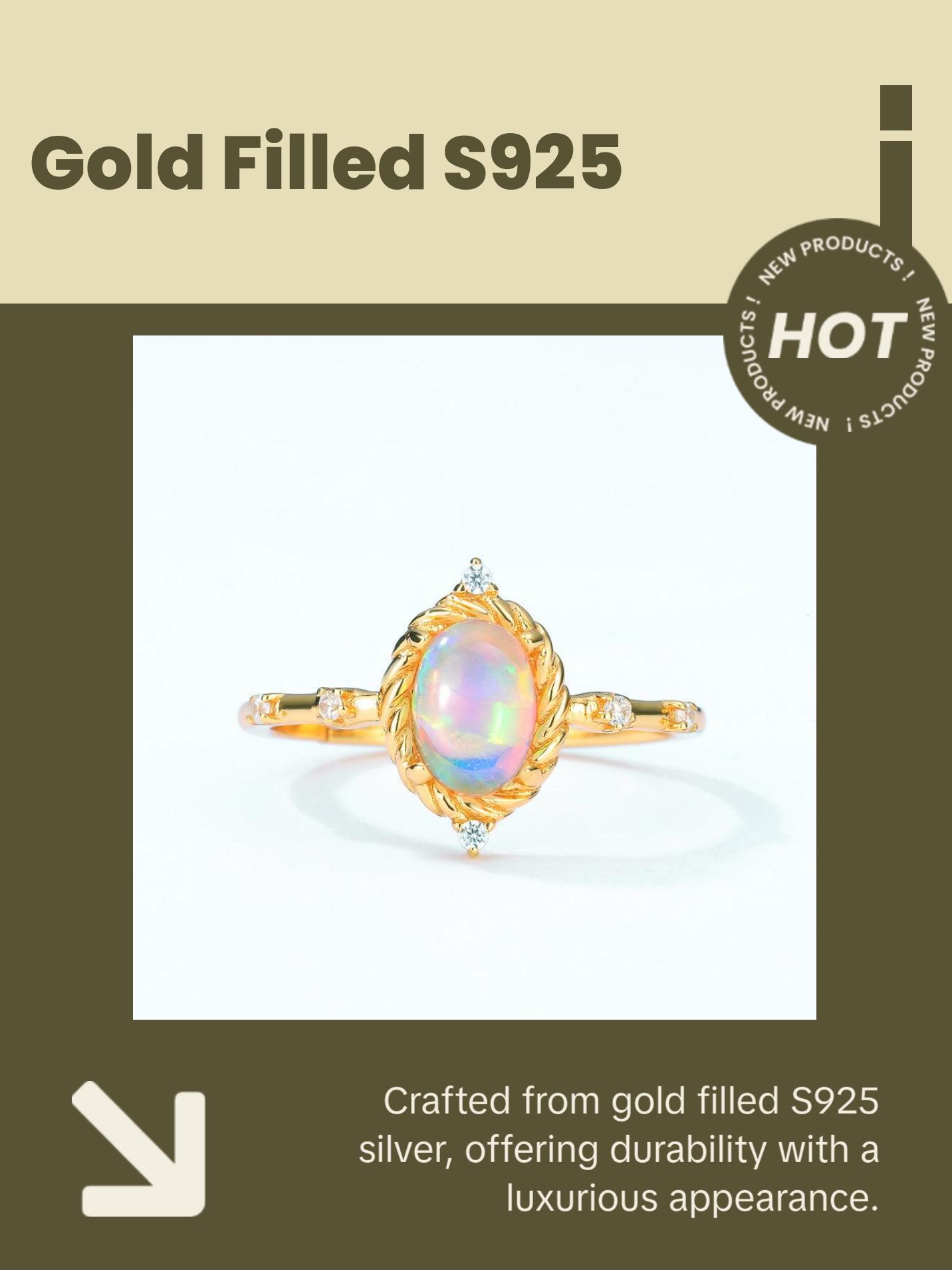 Opal Oval Cut Vintage Style Adjustable Ring