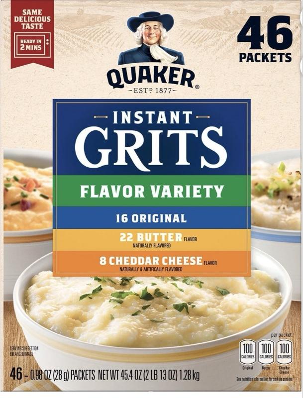 Quaker Instant Grits, Variety Pack 45.4 oz., 46 pk