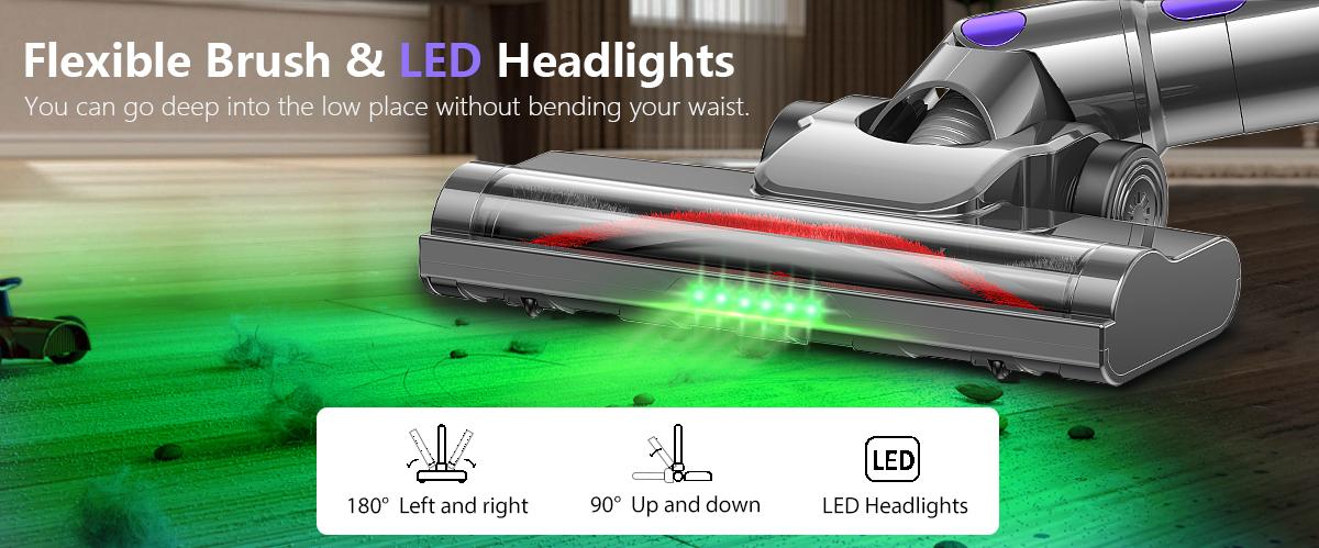 8-in-1 Lightweight Cordless Vacuum | Handheld Stick Vacuum Cleaner for Pet Hair Care, 50kPa & 50 Min with LED Display, For Carpets, Hard Floors & More