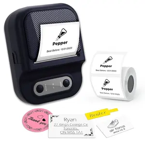 Portable Label Printer, Wireless Small Thermal Printer, Photo Label Printer, USB PD Charging, 1 Roll 5060 Spec Labels, for Small Business Office Home