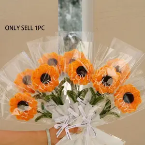1PCS Pipe Cleaners Craft, Pipe Cleaners Flowers with Handle Artificial  Flowers Handmade Sunflower Wedding Gift for Guest Home Decoration Mother's Day Gift