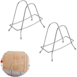 PrimPick 2 Pack Cutting Board Rack Stainless Steel Wire Type Cutting Board Holder Stand Organizer Storage for Wooden Cutting Boards Bamboo Chopping Board Pot Cover Pan Lid Countertop Kitchen