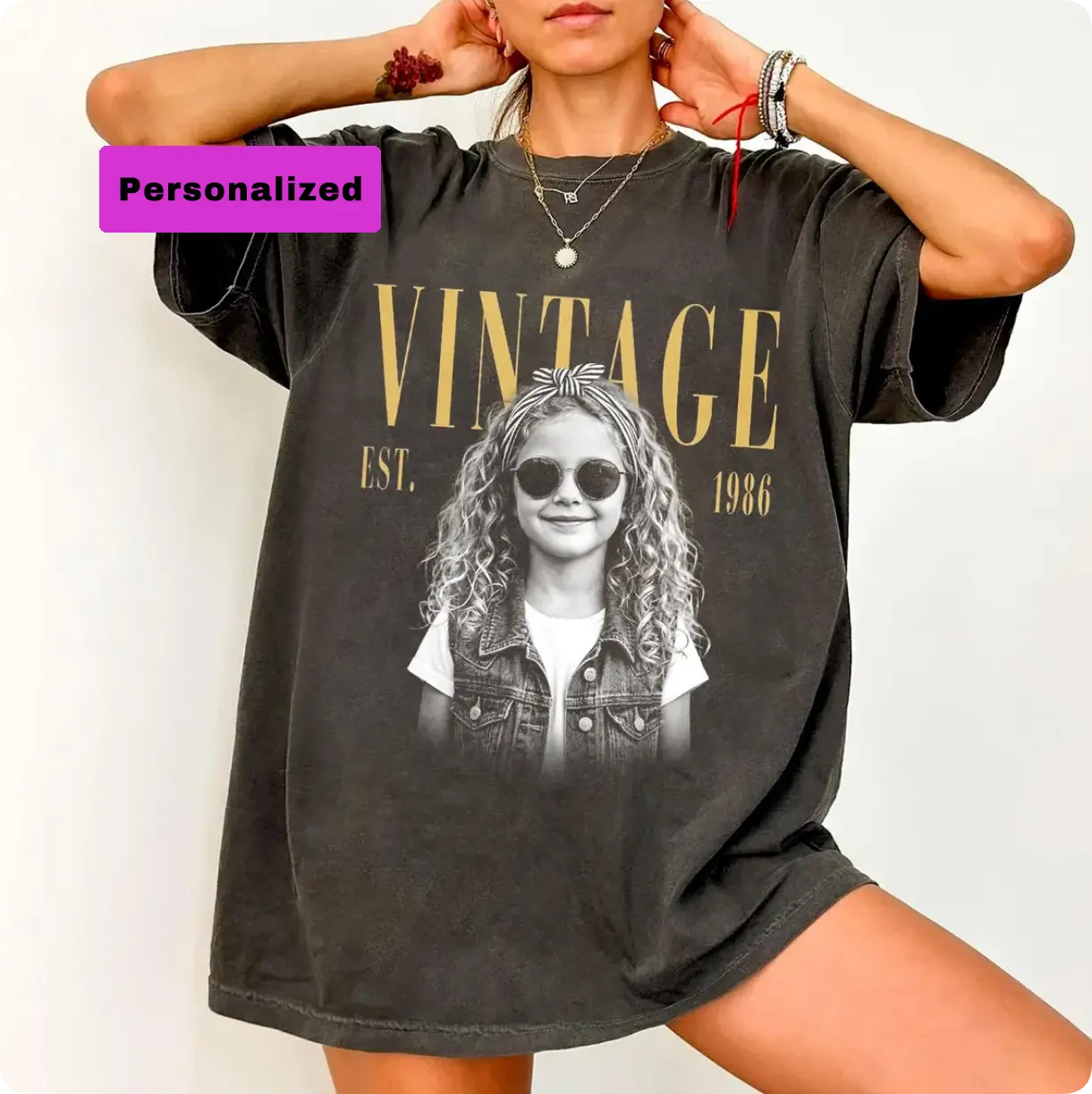 Custom Vintage Photo And Year Shirt, Custom Birthday Picture Shirt, 30th 40th Birthday Gift, Vintage Birthday Photo 30th Retro