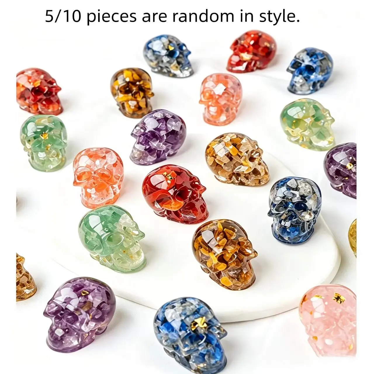 Crystal Skull Decorative Ornaments, Resin Carved Halloween Decoration, 5/10 Pieces Set, Home & Festival Ornament, Unique Gift Idea