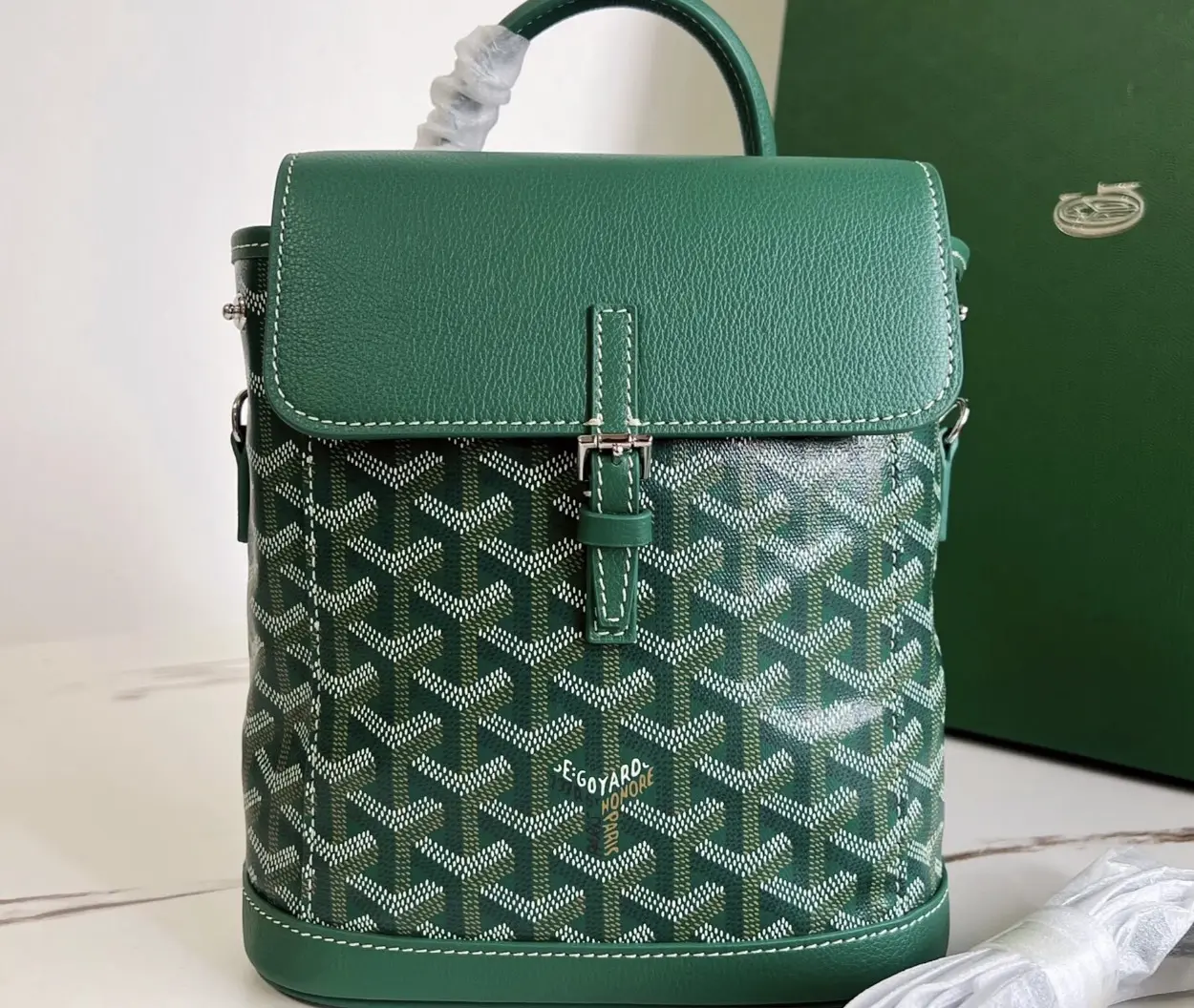 Pre-owned Goyard Green Alpin Backpack and Authentic Designer Mini Backpack