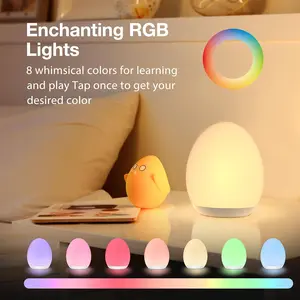 Night Light for Kids, Egg Light for Nursery with 7 RGB Colors Changeable & Stepless Dimming, Rechargeable Tap Light with 1h Timer & Touch Control, Portable Night Light for Babies BPA Free