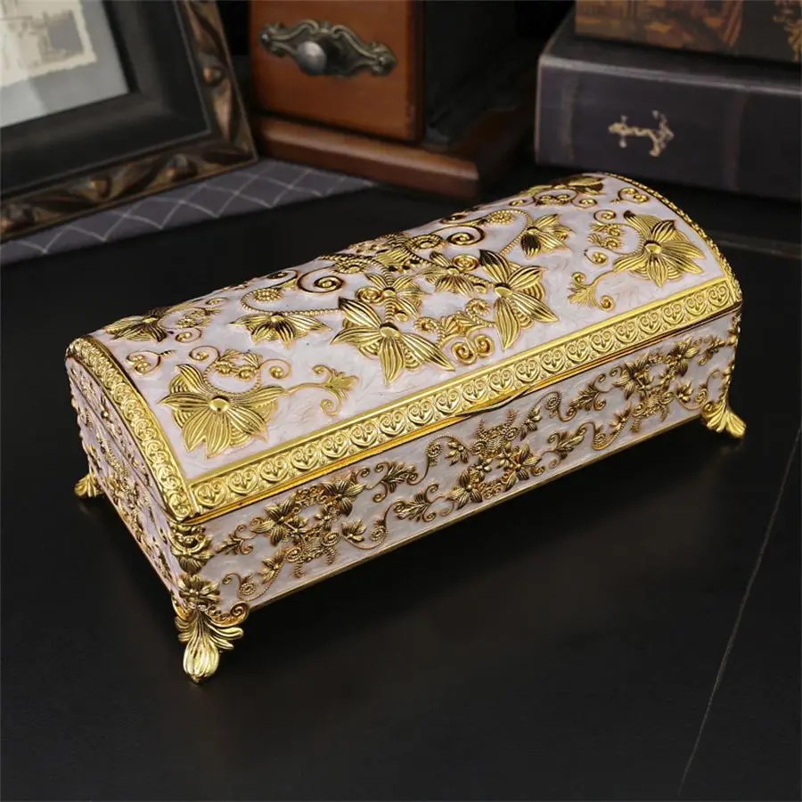 European Style Orchid Pattern Jewelry Box, Vintage Jewelry Storage Box, Desktop Jewelry Organizer for Home Office, Gift for Friend & Family