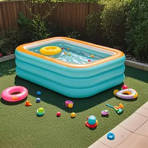 Inflatable Swimming Pool, Foldable Large Family Swimming Pool, Easy to Storage, Outdoor Swimming Pool for Home Garden,Inflation Inflatable Family Summer, Functional, Backyard Party Vacation Camping, Relaxing Playing | Summer Backyard Party Vacation Campin
