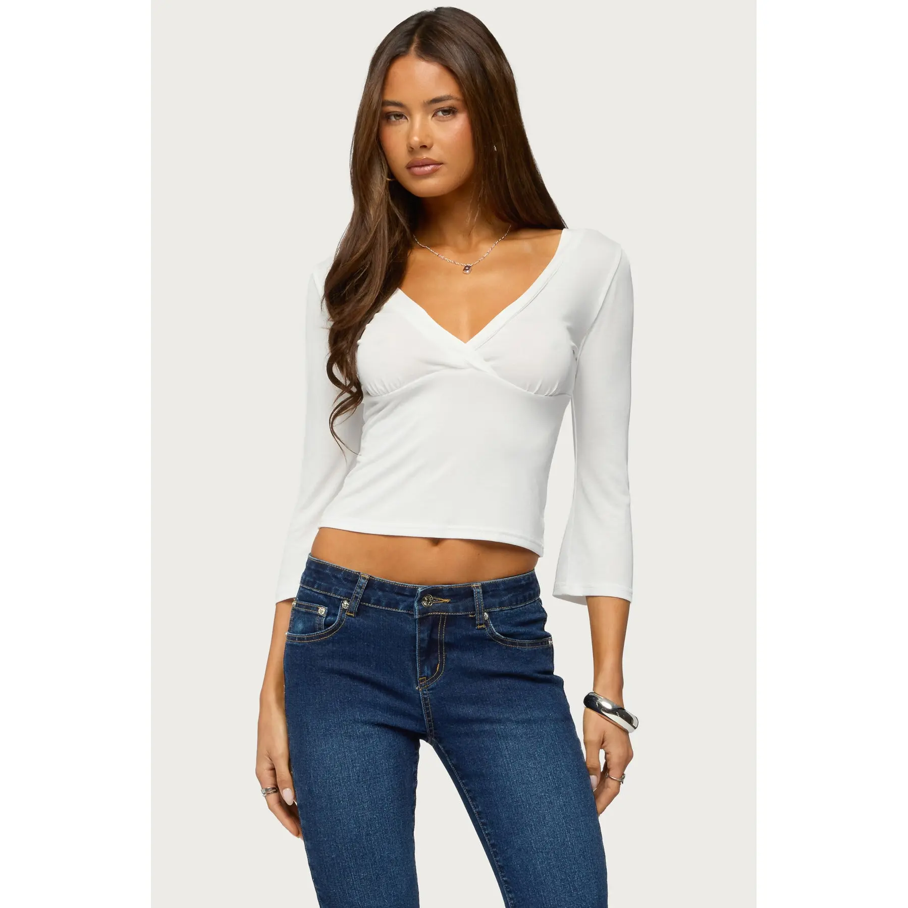 Mar V Neck Quarter Sleeve Top