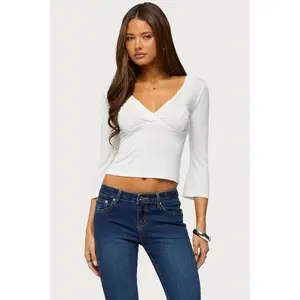 Mar V Neck Quarter Sleeve Top
