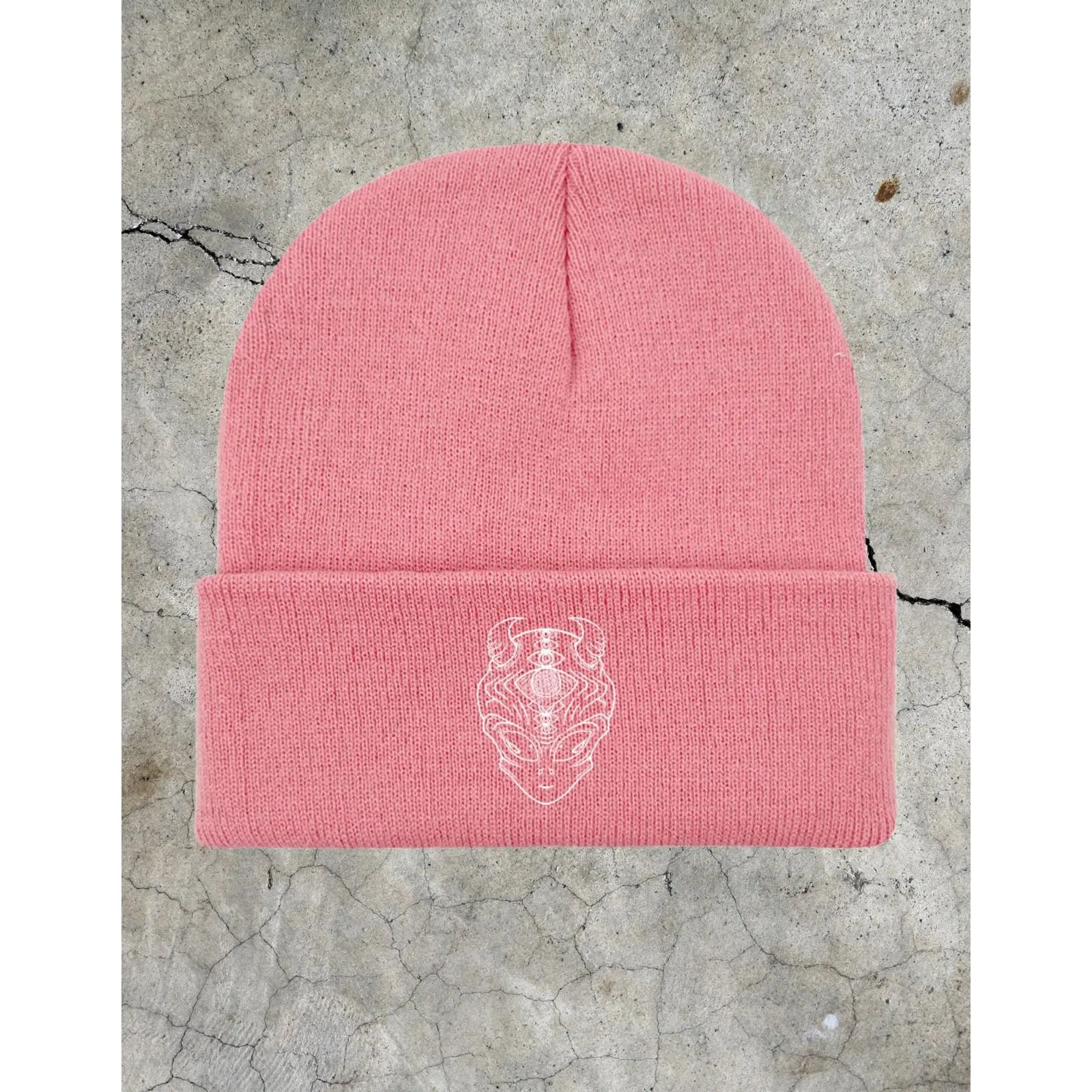 Alien Logo Knit Beanie - Light Pink