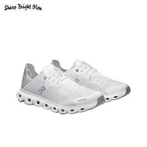 Lightweight Cloud Sole Sneakers – White Mesh Upper with Black Hollow-Out Midsole, Breathable & Cushioned for Daily Walk & Urban Style