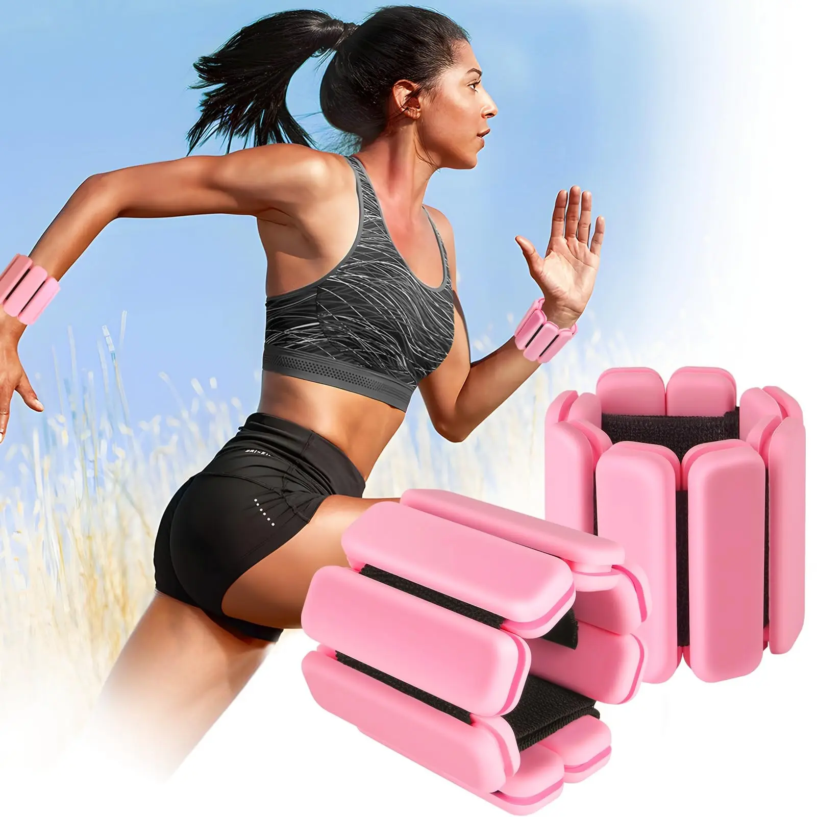 djustable Wrist Weights - Set of 2 (1lb Each) ，Wearable Wrist & Ankle Weights Bracelet for Yoga, Dance, Barre, Pilates, Cardio, Aerobics, Walking