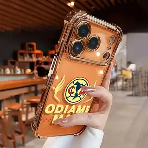 Club America Liga MX Aesthetic Design Pattern Casing The new electroplated transparent TPU airbag shock-proof phone case is suitable for iPhone 17 Pro Max (16, 15, 14, 13, 12, 11 Pro Max - simple and fashionable shock-proof soft case protection cover with
