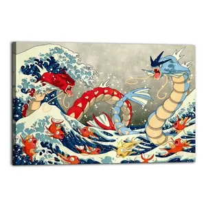 Cartoon Dragon HomeDecor WallArt LivingRoom Canvas for Bedroom Decor Canvas Poster Aesthetic Office Bathroom Painting Picture Print Modern Family